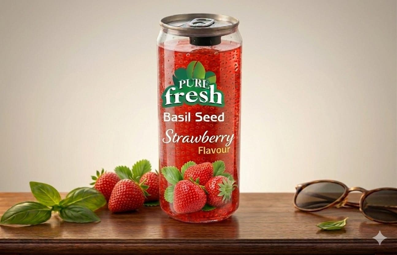 Pure Fresh basil seed can — strawberry flavour